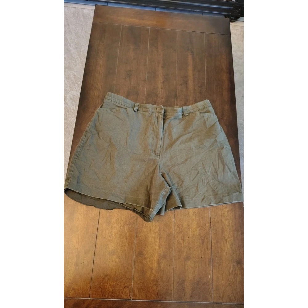 Tribella Petite Olive Green‎ Chino Shorts Womens 14 Cotton Stretch High Rise